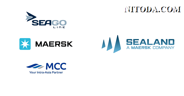 Logo của Seago Line, Maersk, MCC Transport, và Sealand