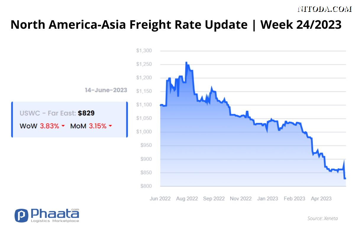 Giá cước vận chuyển Bắc Mỹ -Châu Á |Tuần 24/2023